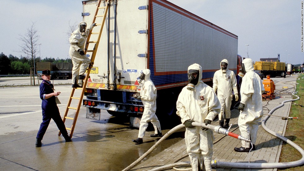 Customs officials in Germany closely screen goods, cars and people coming in from Eastern Europe in May 1986. Radioactivity from the Chernobyl nuclear plant threatened to contaminate crops. 