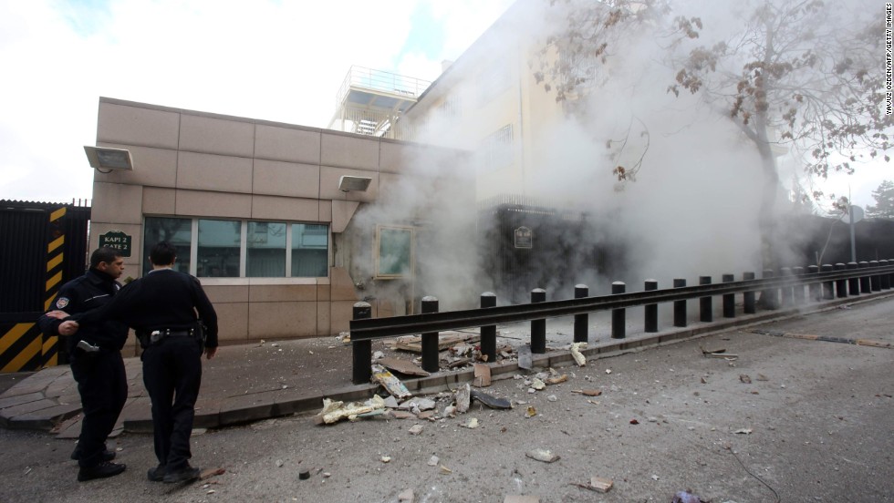 A suicide bomb goes off at the &lt;a href=&quot;http://www.cnn.com/2013/02/01/world/europe/turkey-embassy-explosion/index.html&quot;&gt;U.S. Embassy in Ankara, Turkey,&lt;/a&gt; on February 1. A security guard was killed and a journalist was wounded in the attack. The Revolutionary People&#39;s Liberation Party-Front, or DHKP-C, took responsibility for the bombing. 
