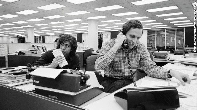 Washington Post reporters Carl Bernstein, left, and Bob Woodward broke stories about the President Richard Nixon administration&#39;s cover-up after the June 1972 break-in at the Democratic National Committee headquarters. The coverage earned the Post a Pulitzer Price and sparked a congressional investigation that eventually led to Nixon&#39;s resignation in 1974.