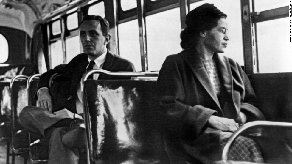 Rosa Parks became an inspiration for the modern civil rights movement when she was arrested in Montgomery, Alabama, on December 1, 1955, after refusing to give up her seat to a white passenger on a city bus. For 381 days, African-Americans boycotted public transportation to protest Parks&#39; arrest and, in turn, segregation laws. The boycott led to a 1956 Supreme Court ruling desegregating public transportation in Montgomery. Soon after, Parks was photographed near the front of a bus in what became an enduring image of the civil rights movement.