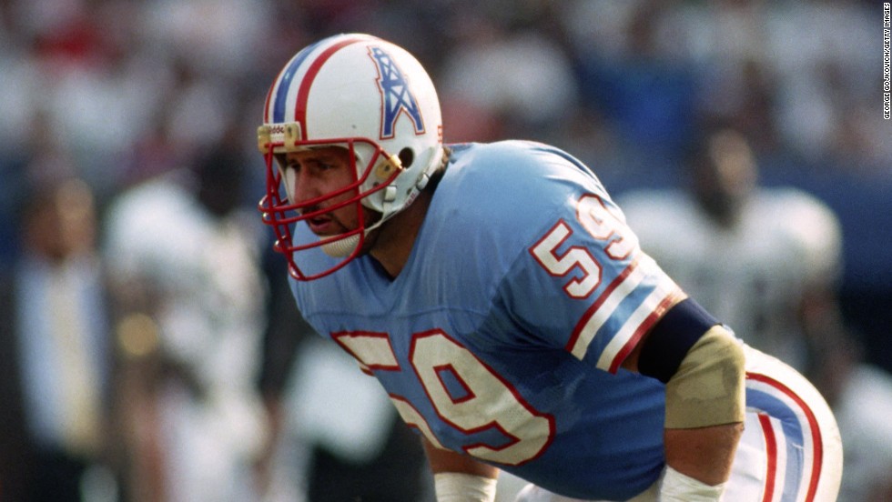 Linebacker John Grimsley of the Houston Oilers died of an accidental gunshot wound to the chest in 2008. Analysis of his brain tissue confirmed damage to the neurofibrillary tangles that had begun to affect his behavior and memory.