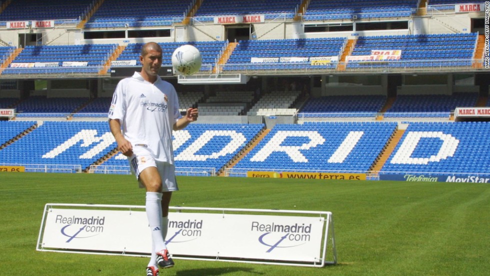 The fee Real paid for French world and European champion Zinedine Zidane in July 2001 eclipsed the one forked out for Figo  one year earlier. Following his transfer from Juventus, Zidane went on to score what is widely regarded as one of the finest goals in history as Real beat Bayer Leverkusen in the  2002 Champions League.