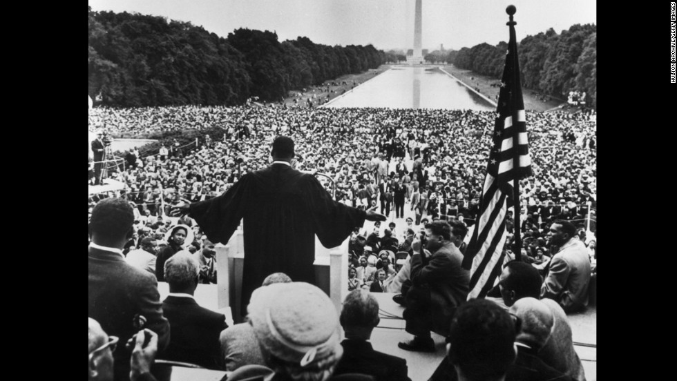King speaks during the Prayer Pilgrimage near the Reflecting Pool in Washington on May 17, 1957.