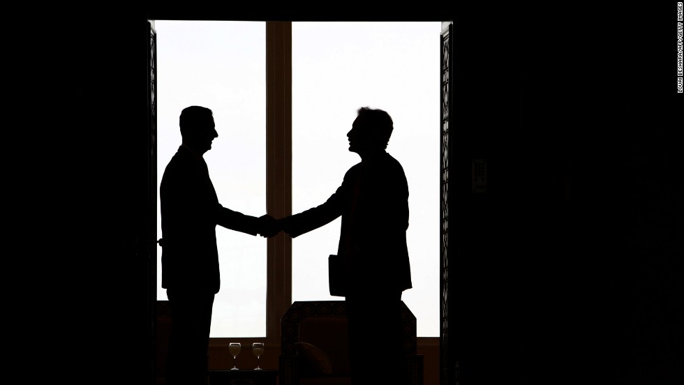 Al-Assad shakes hands with U.S. Under Secretary for Political Affairs William Burns in Damascus on February 17, 2010.  Burns met the Syrian leader a day after Washington named its first ambassador to Damascus in five years.