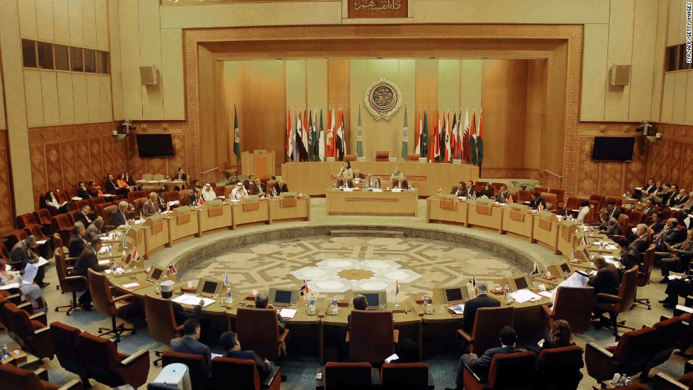 Representatives of Arab countries discuss Syria at the Arab League headquarters in Cairo, Egypt, on Tuesday, August 27. President al-Assad vowed to defend his country against any outside attack. &quot;The threats of launching an aggression against Syria will increase its commitments,&quot; and &quot;Syria will defend itself against any aggression,&quot; he said, according to Syrian state TV.