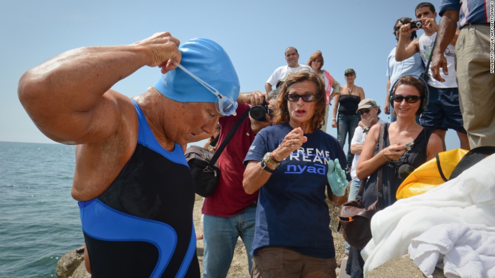 Nyad prepares to leave Havana in August 2012 on her fourth try.