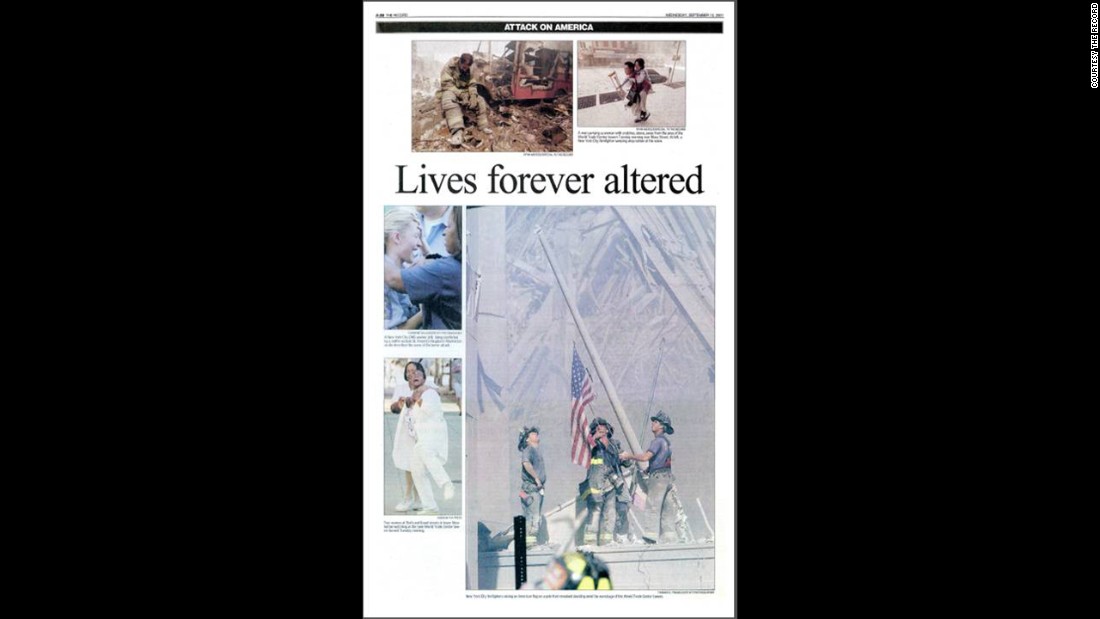 The now-famous photograph was never featured on the front page of The Record, the newspaper Franklin works for in Bergen County, New Jersey. The photo appeared on page 32 on September 12, 2001.