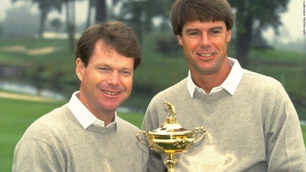 Watson with Paul Azinger, whose half with Nick Faldo helped the U.S to come from behind on the final day in 1993.  