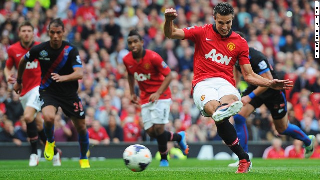 The trusty left boot of Robin van Persie puts Manchester United ahead against Crystal Palace on Saturday.