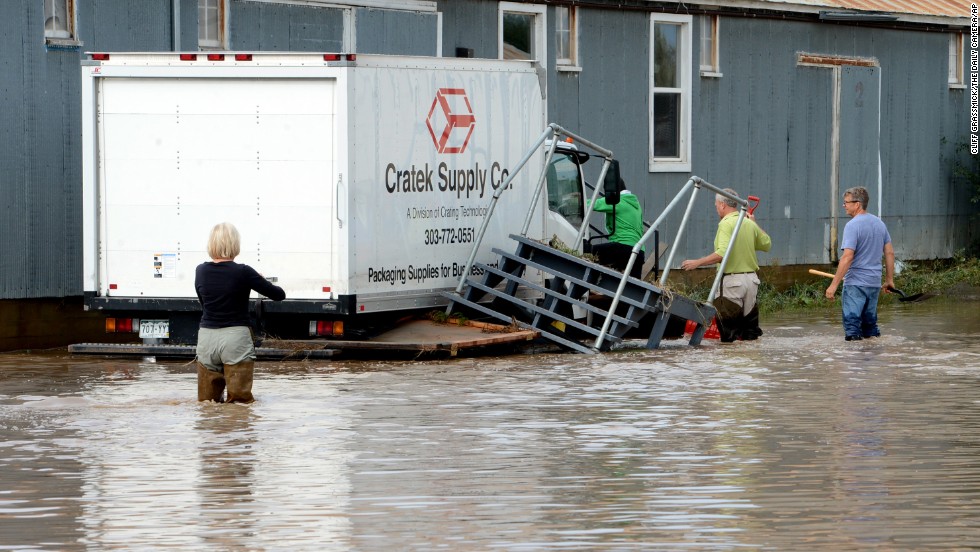 Floodwaters swamp Longmont, Colorado, on September 14.  