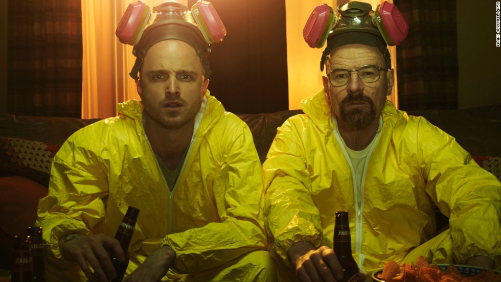 As &quot;Breaking Bad&#39;s&quot; Walter White, a former chemistry teacher turned meth mogul, Cranston (with Aaron Paul, left) has won three Emmys.