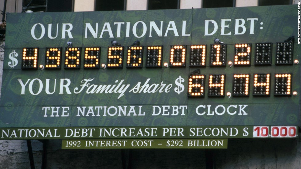 The national debt clock in New York is stopped during the government shutdown in November.