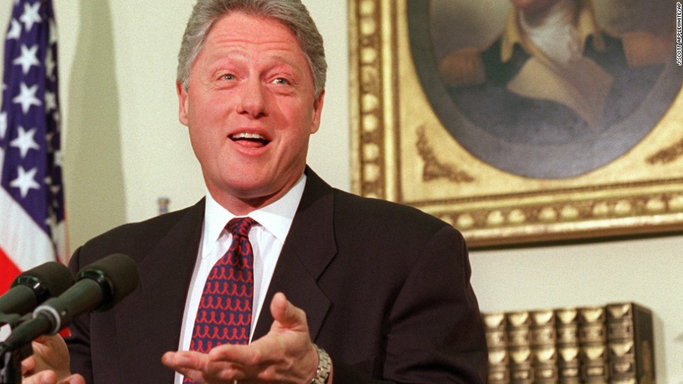 President Clinton speaks about the federal budget impasse from the Oval Office on November 16, 1995. The first part of the budget shutdown ended on November 19 when a temporary spending bill was enacted. But Congress failed to come to an agreement on the federal budget, leading to a second shutdown starting December 16.
