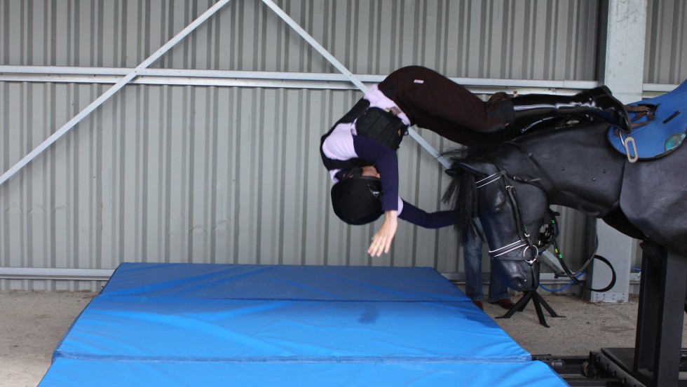 The &#39;Equichute Simulator&#39; is a machine designed to enable jockeys to practice rolling out of a fall - a technique cited as the best way to escape serious injury. Oaksey House also boasts a treadmill designed for astronauts by NASA, one which allows its user to exercise under reduced gravity.