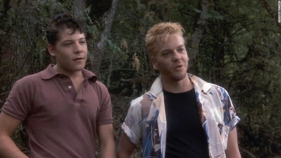 Kiefer Sutherland, right, plays Ace Merrill, an older townie who gives the kids of the movie &quot;Stand By Me&quot; something else to fear as they go in search of a body.