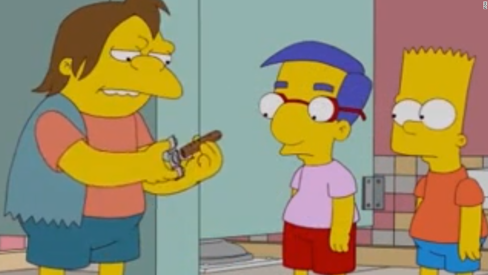 Nelson Muntz, left, of &quot;The Simpsons&quot; will take your lunch money and add insult to injury with his signature taunt: &quot;Haaa-haaa!&quot;