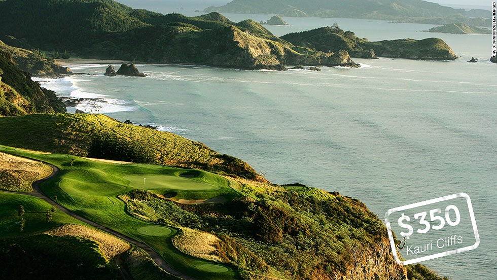 &lt;strong&gt;Kauri Cliffs, Matauri Bay, New Zealand&lt;/strong&gt;: Perched on the cliffs above the crystal clear waters of Matauri Bay, Kauri Cliffs is one of the most picturesque golf courses in the world. Six of the holes on the 7,119-yard, par 72 championship course run directly along the Pacific Ocean coast. The David Harman-designed links was &lt;a href=&quot;http://www.golfdigest.com/golf-courses/2012-05/100-best-golf-courses-outside-us&quot; target=&quot;_blank&quot;&gt;ranked 19th &lt;/a&gt;in Golf Digest&#39;s &quot;100 best courses outside the U.S.&quot; in 2012. Green fees for&lt;a href=&quot;http://www.kauricliffs.com/kauri-cliffs-luxury-lodges-new-zealand-five-star-luxury-lodge-and-golf-club/green-fees_idl=2_idt=3231_id=19302_.html&quot; target=&quot;_blank&quot;&gt; international visitors&lt;/a&gt; peak at  425 ($350).