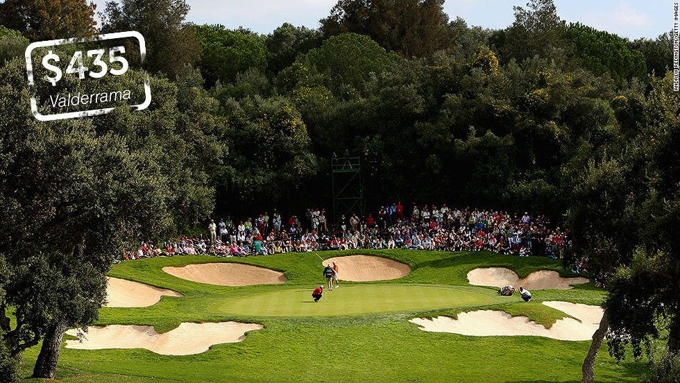 &lt;strong&gt;Valderrama, Sotogrande, Spain&lt;/strong&gt;: Designed by American architect Robert Trent Jones, &lt;a href=&quot;http://www.valderrama.com/&quot; target=&quot;_blank&quot;&gt;Valderrama&lt;/a&gt; is arguably the European continent&#39;s most famous golf club. The 6,990-yard course has hosted European Tour events and was the venue for the 1997 Ryder Cup -- the first time the biennial match between Europe and the U.S. was played on continental Europe. A weekend round currently costs &amp;euro;320 ($435). 