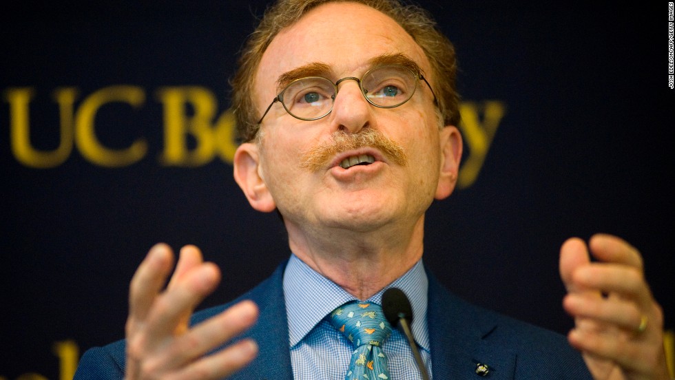Randy Schekman speaks at the University of California, Berkeley, on October 7 after learning he and two others had won the Nobel Prize in medicine. 