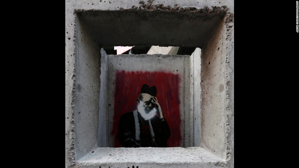 Banksy&#39;s &quot;Concrete Confessional&quot; is seen on the Lower East Side of Manhattan.