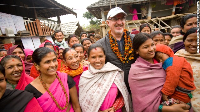 Heifer International CEO and president Pierre Ferrari with project participants in Nepal