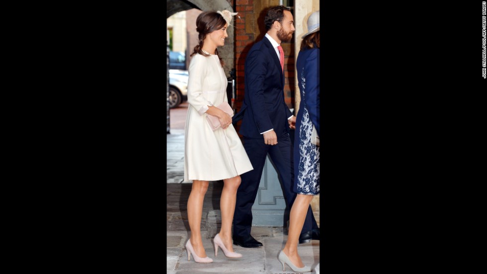 Pippa and James Middleton arrive at Chapel Royal for the christening.
