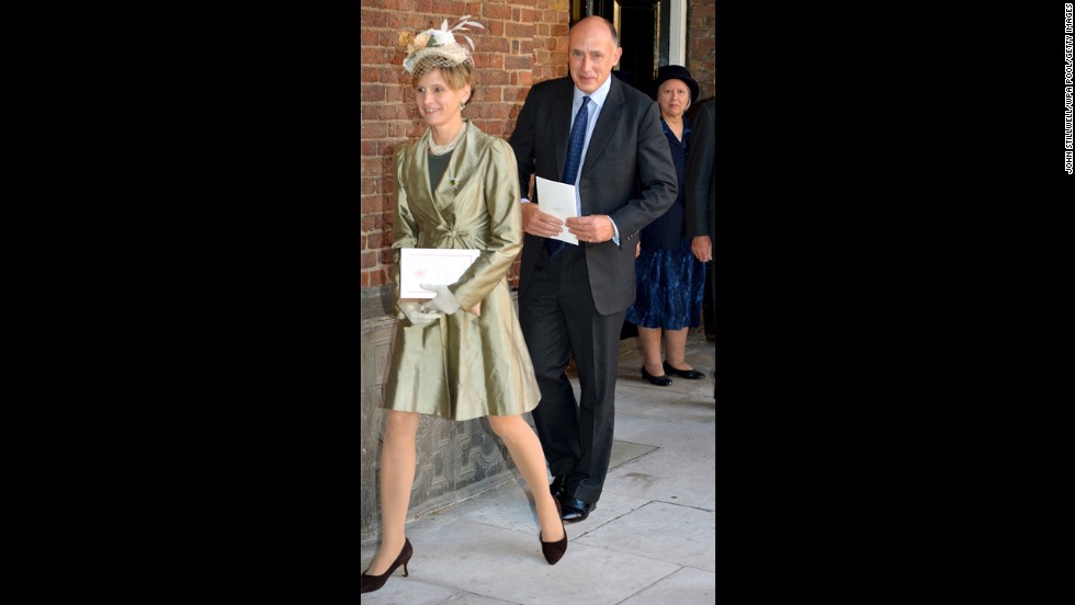 Jamie Lowther-Pinkerton, a former private secretary to the Duke and Duchess of Cambridge and Prince Harry, leaves the Chapel Royal with his wife, Susannah.