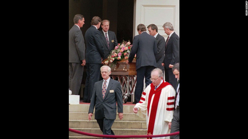 The body of JonBenet is carried out of the Peachtree Presbyterian Church in Atlanta on Tuesday, December 31, 1996. 