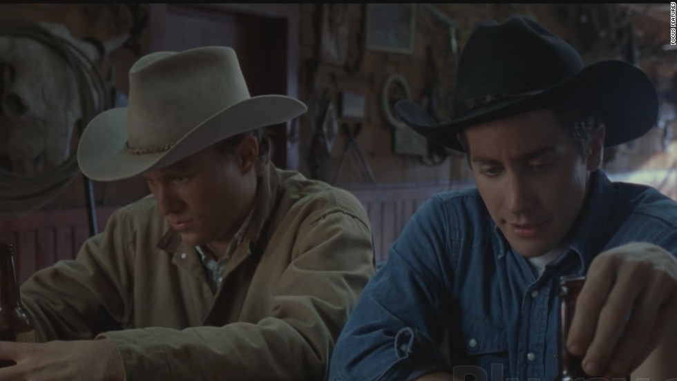 Heath Ledger, left, and Jake Gyllenhaal share a cowboy love that dare not speak its name in &quot;Brokeback Mountain.&quot; 