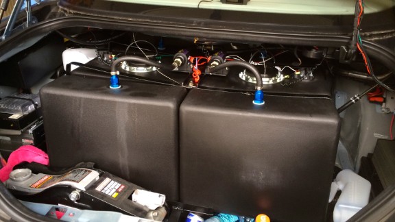 The Mercedes also offered an active suspension system, which was needed to handle the weight of two additional fuel tanks in the trunk.  The extra fuel allowed the team to stop less and increase their average speed. 