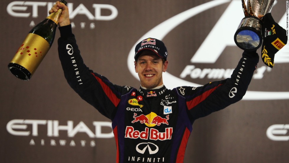 World champion Sebastian Vettel celebrates in Abu Dhabi after winning his 11th race this season, matching his previous best from 2011.
