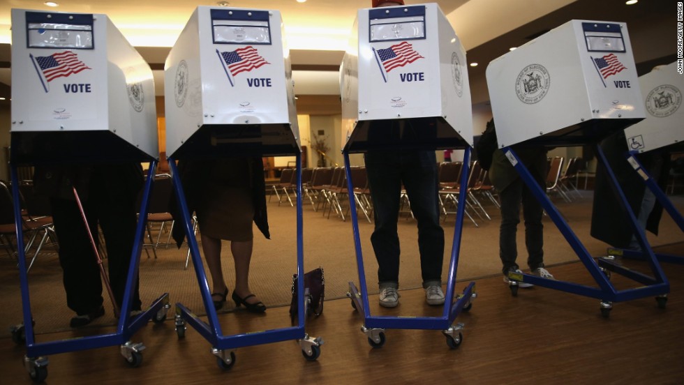 Voters fill out their ballots at a polling station in Brooklyn. The elections signaled the end for Mayor Michael Bloomberg, who is leaving office after three terms.