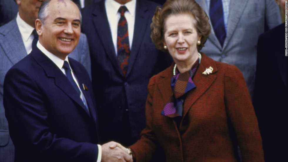 Gorbachev and British Prime Minister Margaret Thatcher in England in 1984.