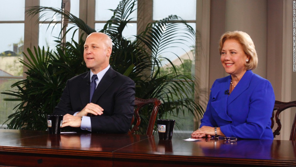 New Orleans Mayor Mitch Landrieu and his sister, then-U.S. Sen. Mary Landrieu, are interviewed during a special edition of &quot;Meet The Press&quot; in New Orleans in 2010.