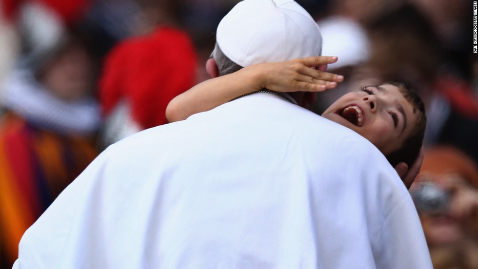Pope Francis embraced a young boy with cerebral palsy in March 2013, a gesture that many took as a heartwarming token of his self-stated desire to &quot;be close to the people.&quot;