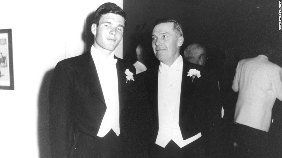 Turner with his father, Ed, on his wedding day. Ed Turner committed suicide three years later, in March 1963.