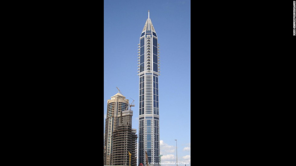 Completed in 2012, this Dubai skyscraper rises to an architectural height of 1,289 feet (392.8 meters) and is occupied to a height of 1,029 feet (313.5 meters). 