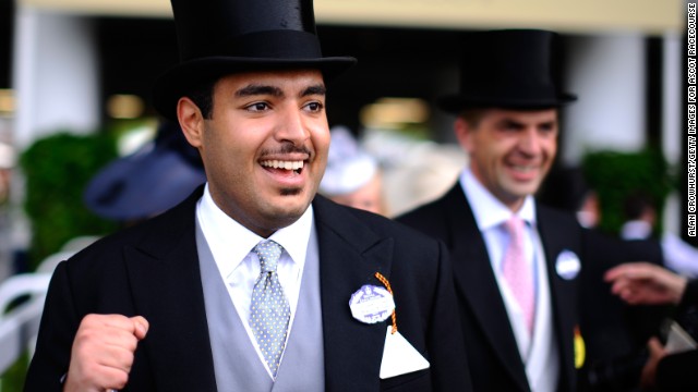 Sheikh Fahad al Thani, head of Qatar Racing celebrates during day one of Royal Ascot at Ascot Racecourse in Jun3 2018.