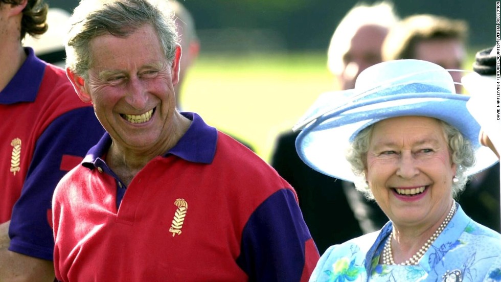 Charles and his mother share a laugh at the Smiths Lawn Polo Club in Windsor, Britain, in June 2004. 