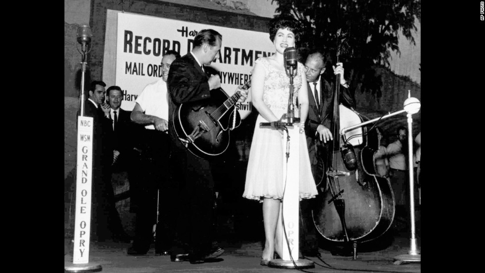 Patsy Cline performs at Nashville&#39;s Grand Ole Opry in this undated photo. The country music star and three others were killed in a plane crash March 5, 1963, near Camden, Tennessee.
