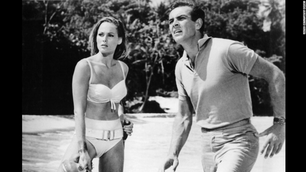 Sean Connery and  Ursula Andress appear in a scene from the film &quot;James Bond: Dr. No.&quot; The film premiered in the United States on May 8,1963, as the first James Bond film.
