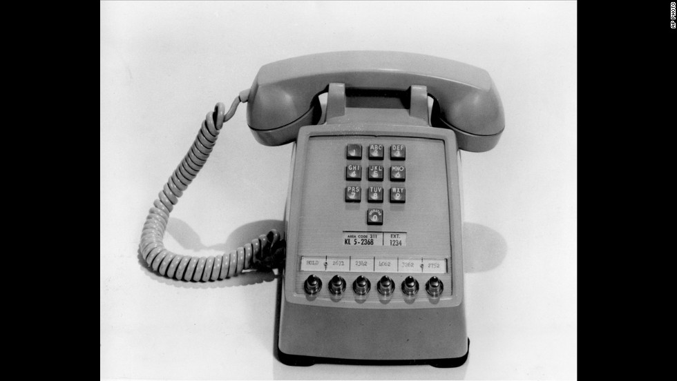 The first push-button telephone was made available to AT&amp;amp;T customers on November 18, 1963. The phone had extension buttons at the bottom for office use.