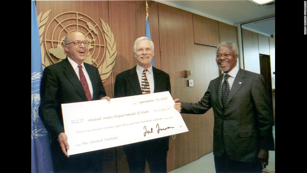 Turner gave the U.S. government $31 million to pay off a debt to the United Nations in 2001. Years earlier, Turner had donated $1 billion to the United Nations.