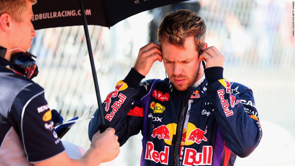 Vettel is a study of concentration before racing off from pole in the United States Grand Prix.