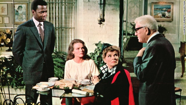 Sidney Poitier, Katharine Houghton, Katharine Hepburn, Spencer Tracy in &#39;Guess Who&#39;s Coming to Dinner,&#39; 1967
