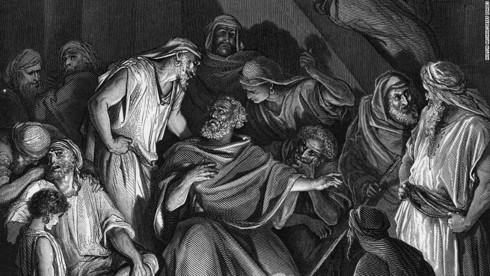 After Jesus was arrested, Peter denied knowing him three times, as shown in this engraving after an original work by Gustave Dore.