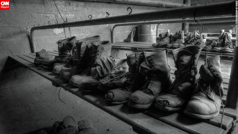 These dusty boots are just a few of the forgotten artifacts they found in this coal-breaking plant in Pennsylvania.