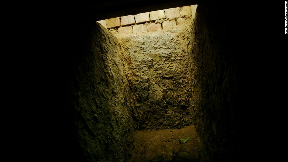 The entrance to the &quot;spider hole&quot; where Hussein was hiding.