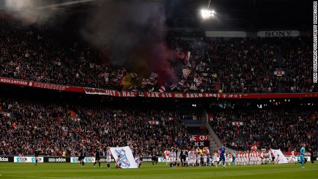 A picture taken earlier this year of the Amsterdam Arena, where the fan fell on Tuesday.