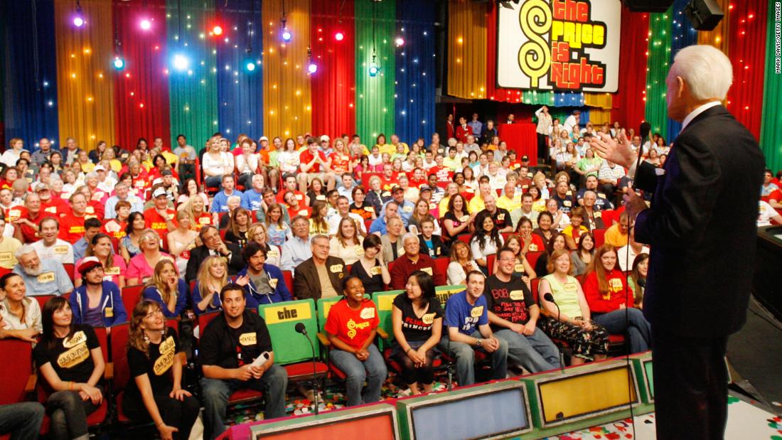 Barker addresses the studio audience during his last taping of &quot;The Price Is Right&quot; in 2007. He was retiring after a 35-year run.